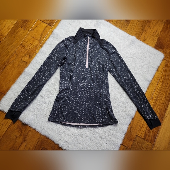 Lululemon Runderful 1/2 Zip Pullover Shirt Black Pink Size 4 - Picture 1 of 8
